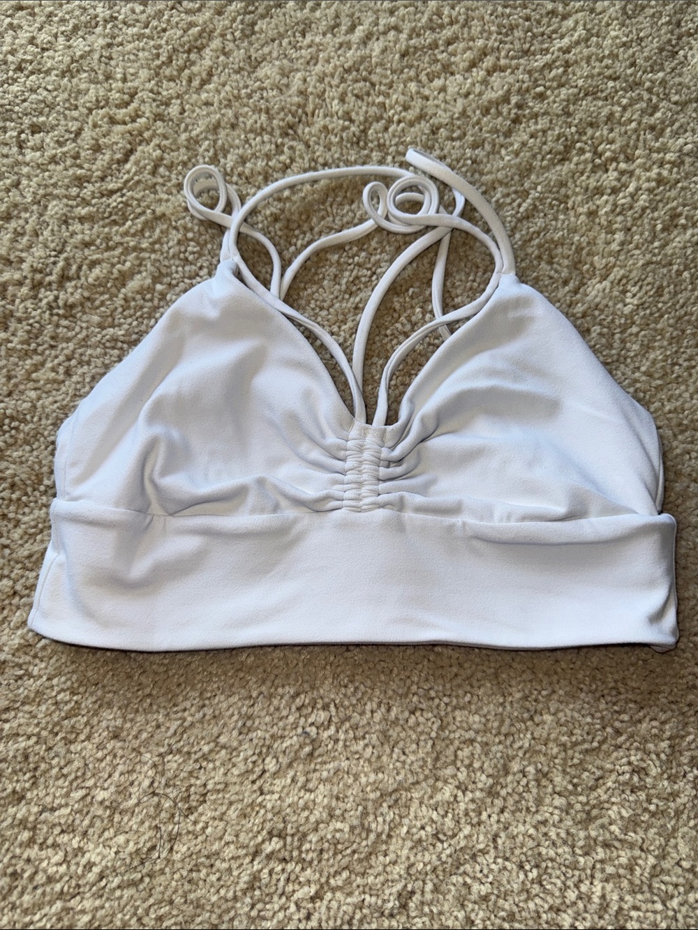 Lululemon White Cinch Front Sports Bra (Long Line)